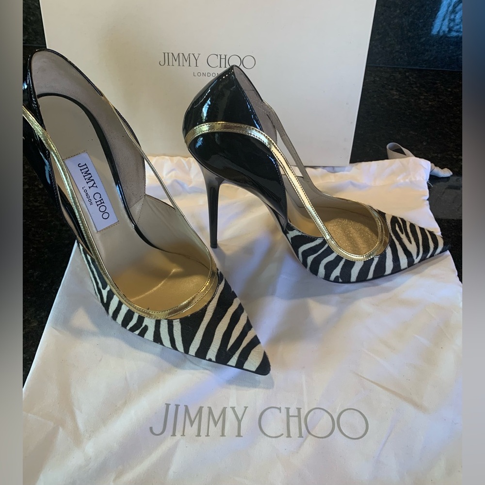 JIMMY CHOO 'Viper' Zebra Print Calf Hair Stilettos ~ Size EU 40.5/US 9.5~ NEW!
